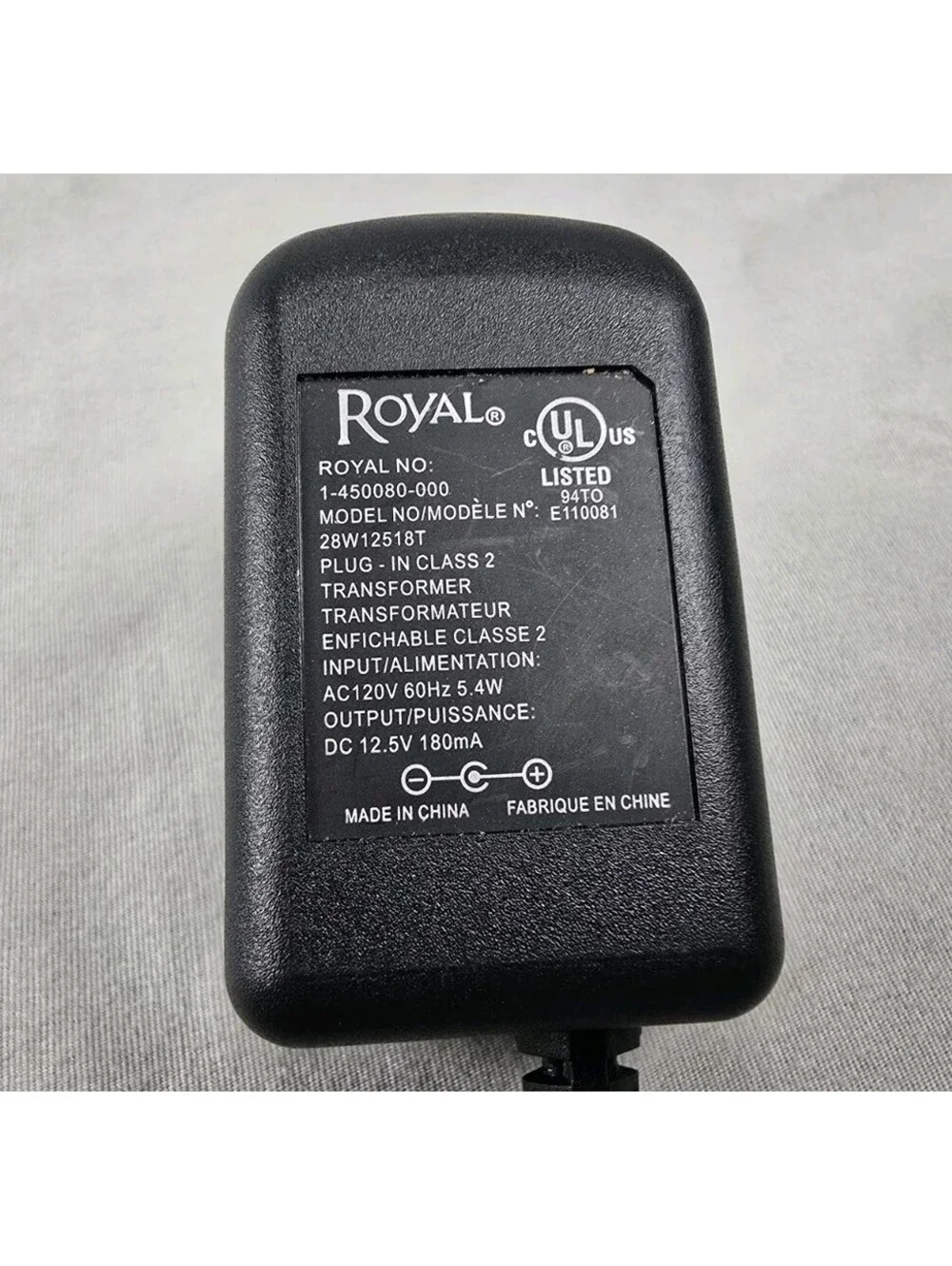 Royal Dirt Devil Broom Vac BV2030 Power Charge Cord Plug 1-450080-000 28W12518T